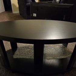 OVAL TV STAND W/GLASS SHELF