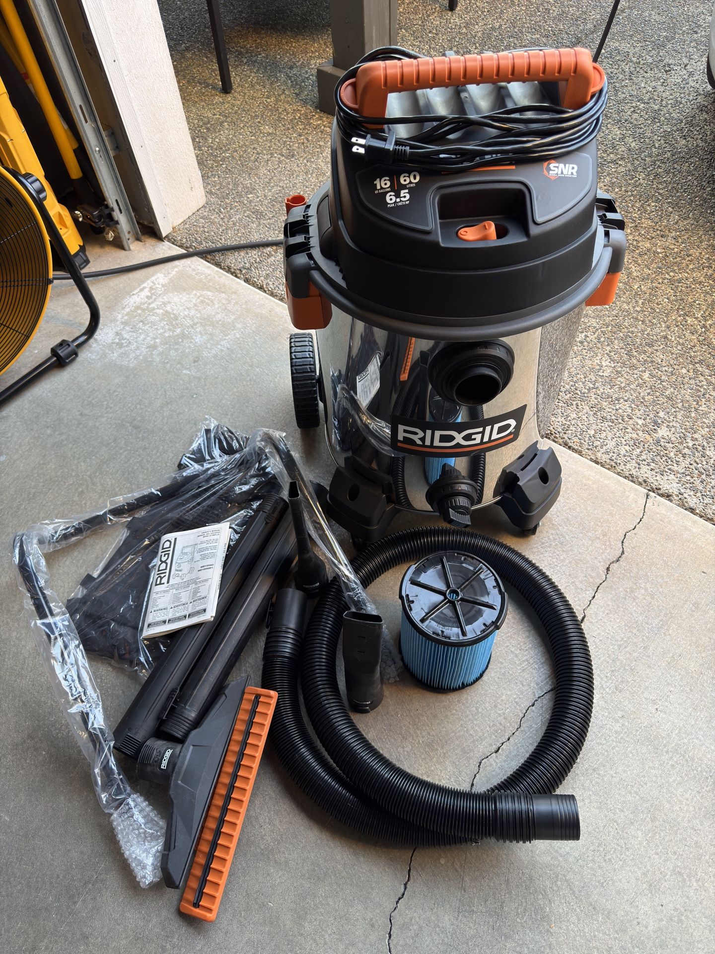 New Ridgid NXT 16 Gallon Stainless Wet Dry Vac.