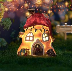 Solar House Statue Outdoor Garden Lights House Garden Sculptures Solar LED Light