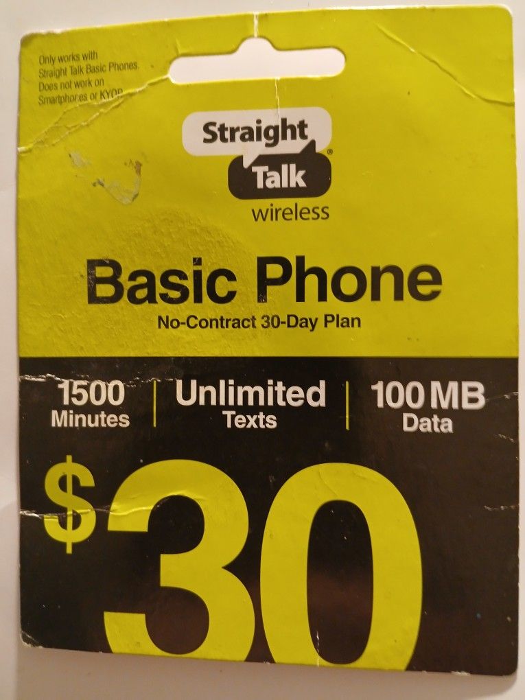 Straight Talk $30 Phone Card. Never Used. Balance Is $30