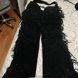 Suede Leather Chaps With Fringes Size XL