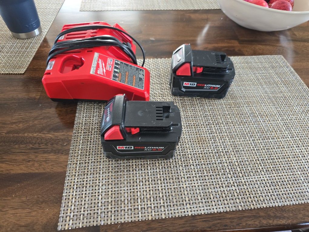 Milwauke Batteries And Charger.