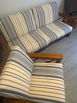Wood Frame Sofa and Armchair Set