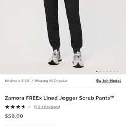 New Black Zamora FREEx Lined Jogger Scrub Pants