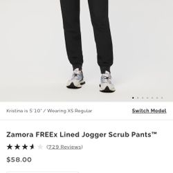 New Black Zamora FREEx Lined Jogger Scrub Pants