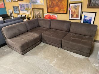 Grey Fabric Modular Corner Sectional