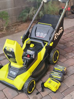 RYOBI LAWN MOWER 21IN 2 BATERY END CHARGER FIRM