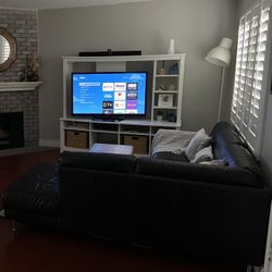 Black Leather Sofa (sectional) and TV Entertainment 