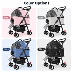 3-in-1 Pet Stroller & Car Seat with Detachable Carrier