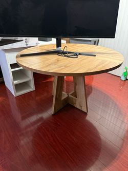 Round Wood Dining Table with X-Base