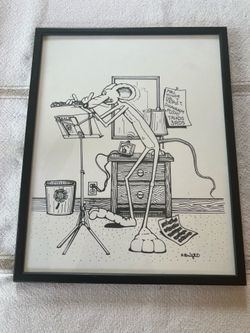 “Albright Rat”  Cartoon  Print Playing a Flute