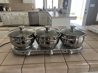 Electric Three Burner Cooking And Warmer