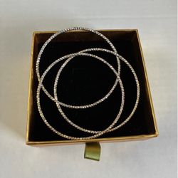 Silver Crystal Rhinestone Bangle Bracelets Set