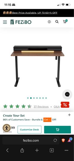 Fezibo Standing desk with ambient light