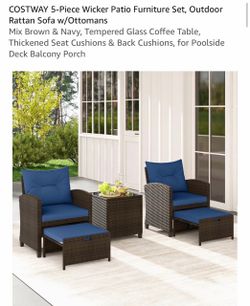 Costway 5-Piece Wicker Patio Furniture Set