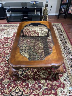Gorgeous  Real Wood Glass Table - Excellent Condition