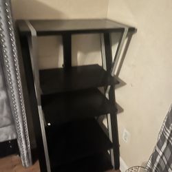 2 Black Glass Shelving Units