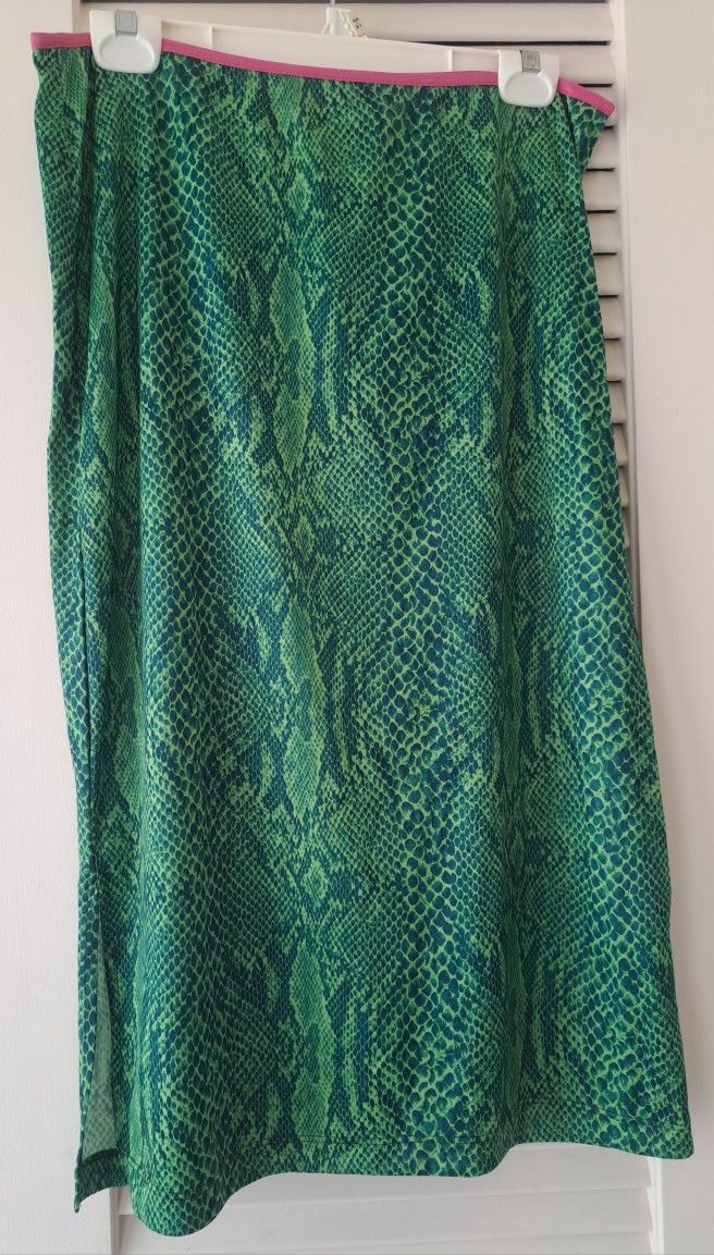Green Snake Print Skirt By Jules Allen