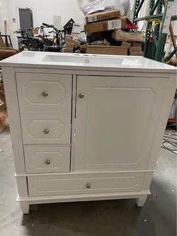 $240 Each Assembled New 30” Solid Wood Frame Bathroom Vanity w/ Sink Storage Cabinet