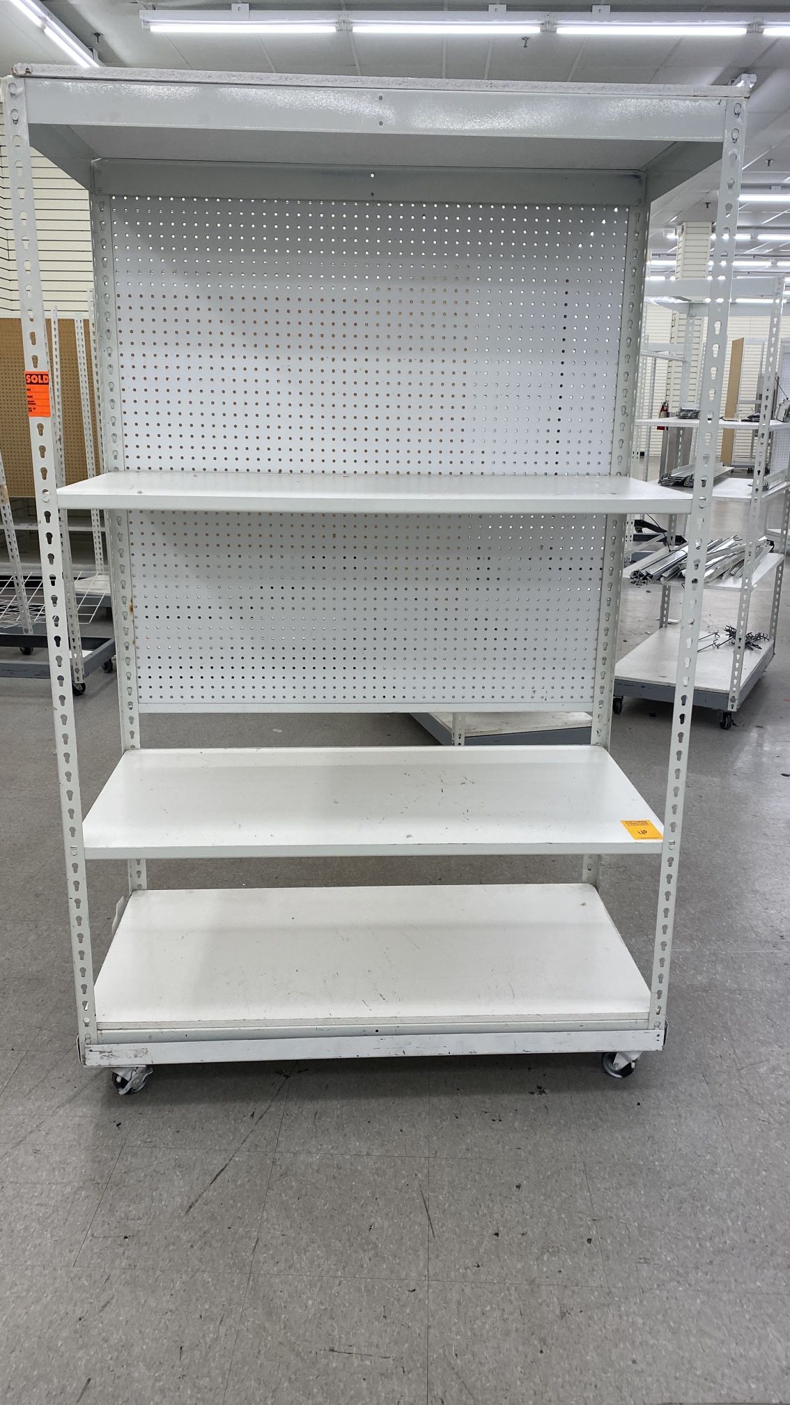 Rolling Wide Span Storage Shelving, 4-6 Adjustable Shelves & Pegboard (76”H x 48”W x 25”D) - Delivery