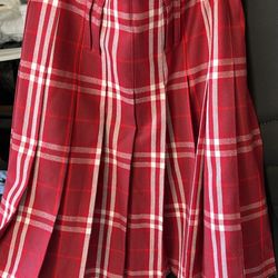 Red Pleated Burberry Skirt Size 4