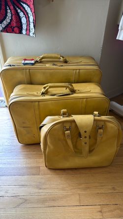 Vintage leather luggage 3 piece set