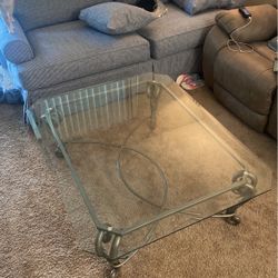 Large Glass Coffee Table 50”X40”