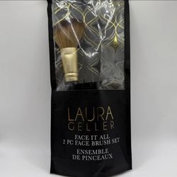 LAURA GELLER Face It All 2 pc Face Brush Set New