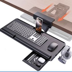 KLEARLOOK Ergonomic Adjustable Sliding Under Desk Keyboard Tray With Rest-black