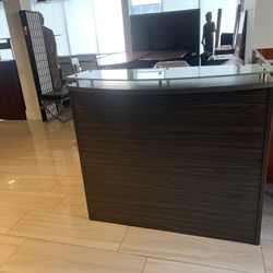Reception Desk Shell Gray White With Glass 48”