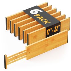 SpaceAid Bamboo Drawer Dividers – 6 Pack | 17–22"