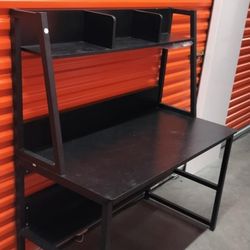 Metal and wood computer desk