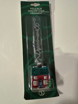 Dept 56 Village Mercury Glass House Ornament w/ Hanger 52923 Vintage Christmas 