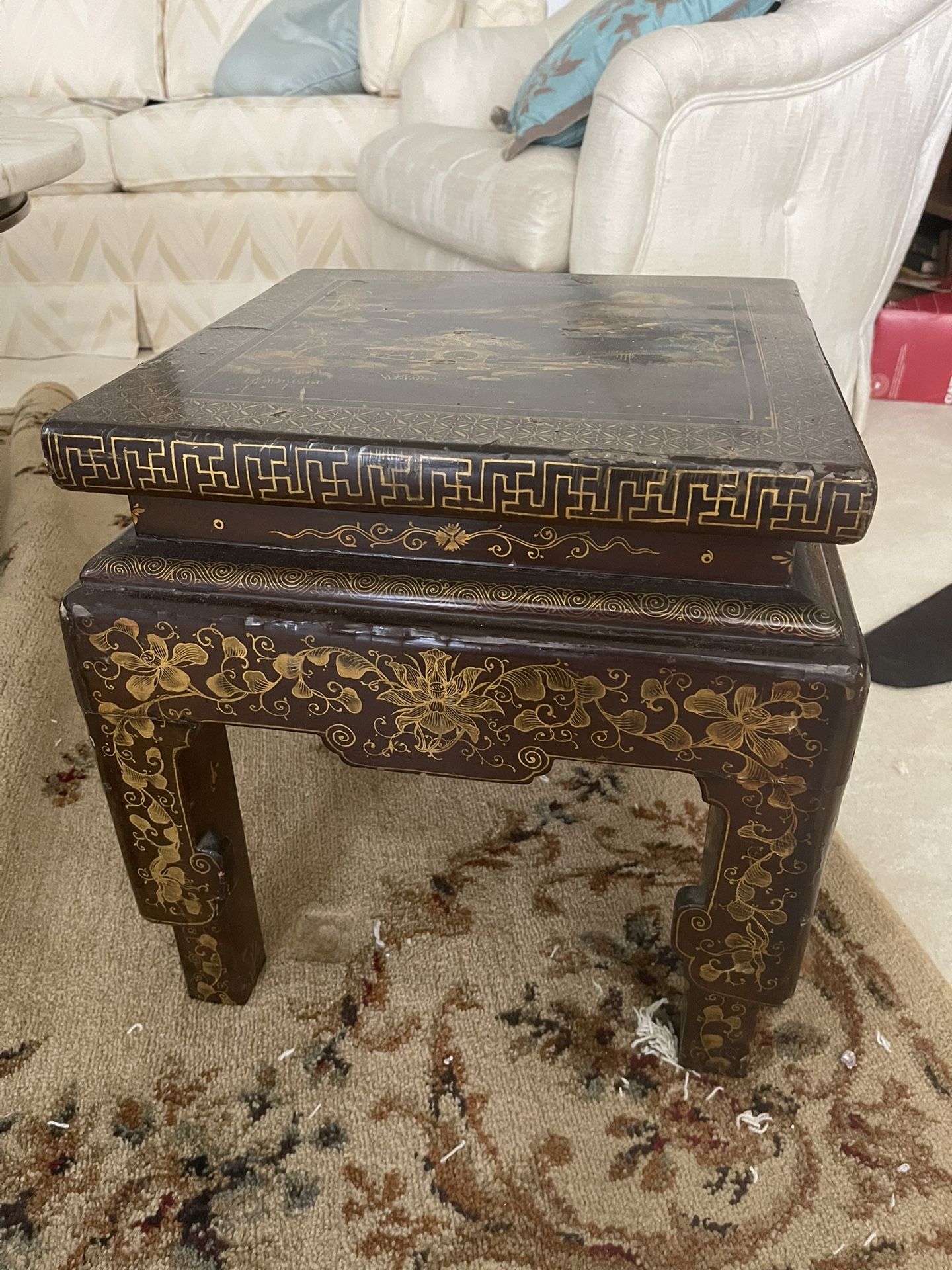 Chinese Lacquer Carved Table