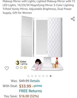 Vanity Makeup MIRROR   3  LED Lighting  Settings 