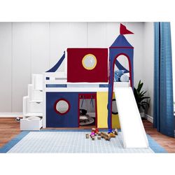 Twin Bed Mattress Loft Slide Storage Kids