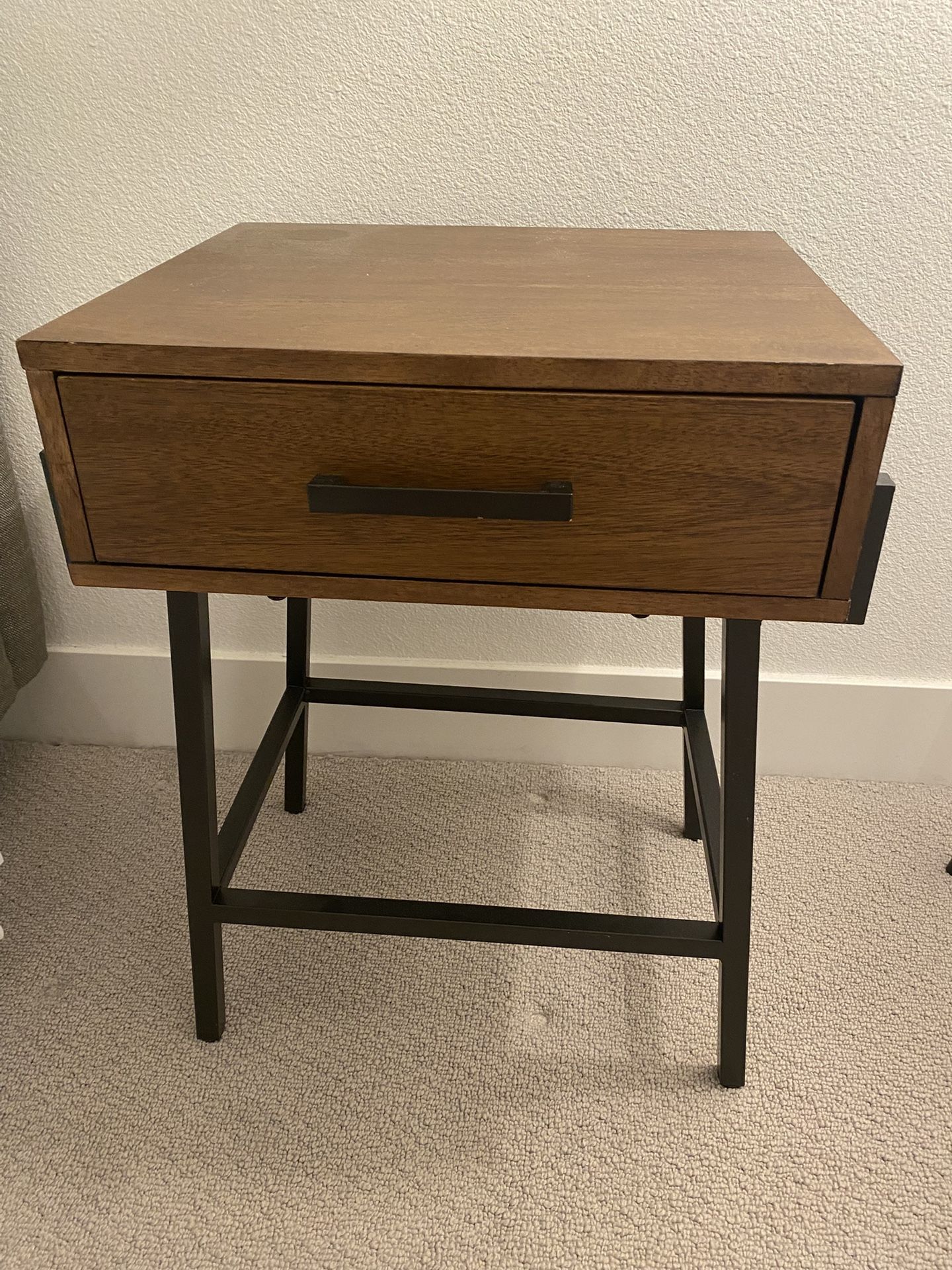 Wooden Side Table with Drawers (Set of 2)