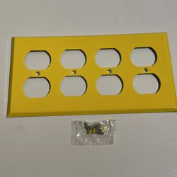 Yellow  Stainless steel outlet 4 gang Wall Plate