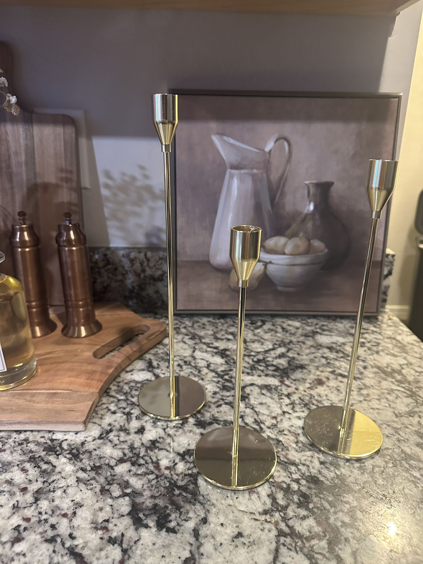 Gold Set Tapered Candle Holders