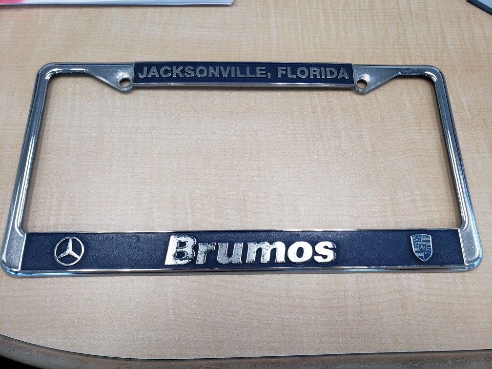 Classic Brumos Mercedes Porsche license frame