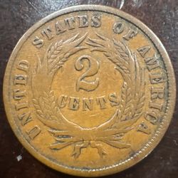 1868 Two Cent Piece 2¢ IN GOD WE TRUST Shield Sharp Detail Historic U.S. Coin