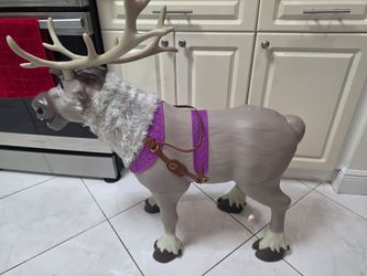 Disney Frozen 2 Playdate Sven Ride-On Reindeer Child Size Toy with Sounds,It stands over 3 feet tall from hoof to antler and is designed to support ch