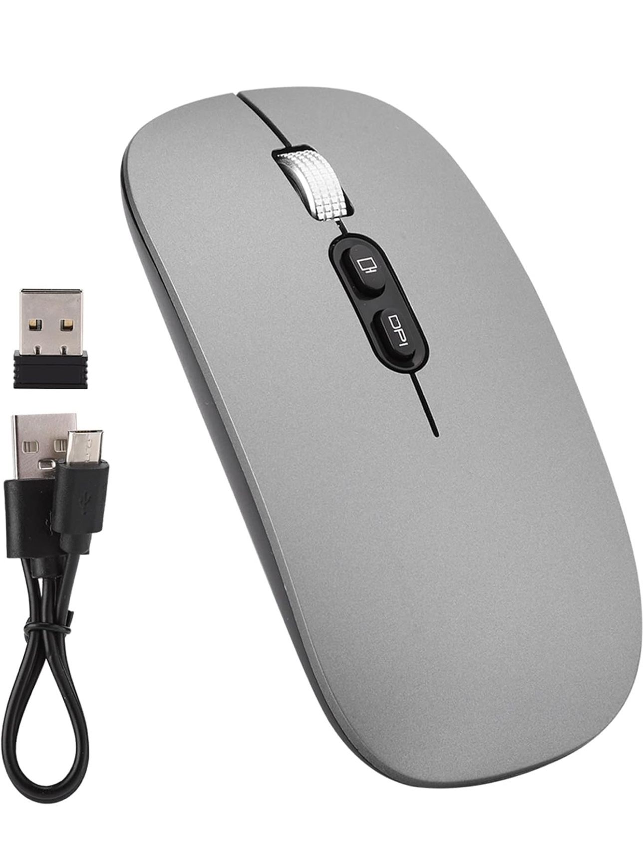  LED Wireless Mouse, Slim Silent Mouse 2.4G Portable Mobile Optical Office Mouse with USB & Type-c Receiver, 3 Adjustable DPI Levels for Notebook, PC,