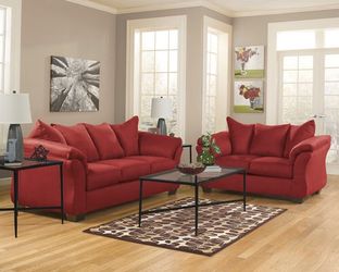 Beautiful rose red luxury couch and love seat!