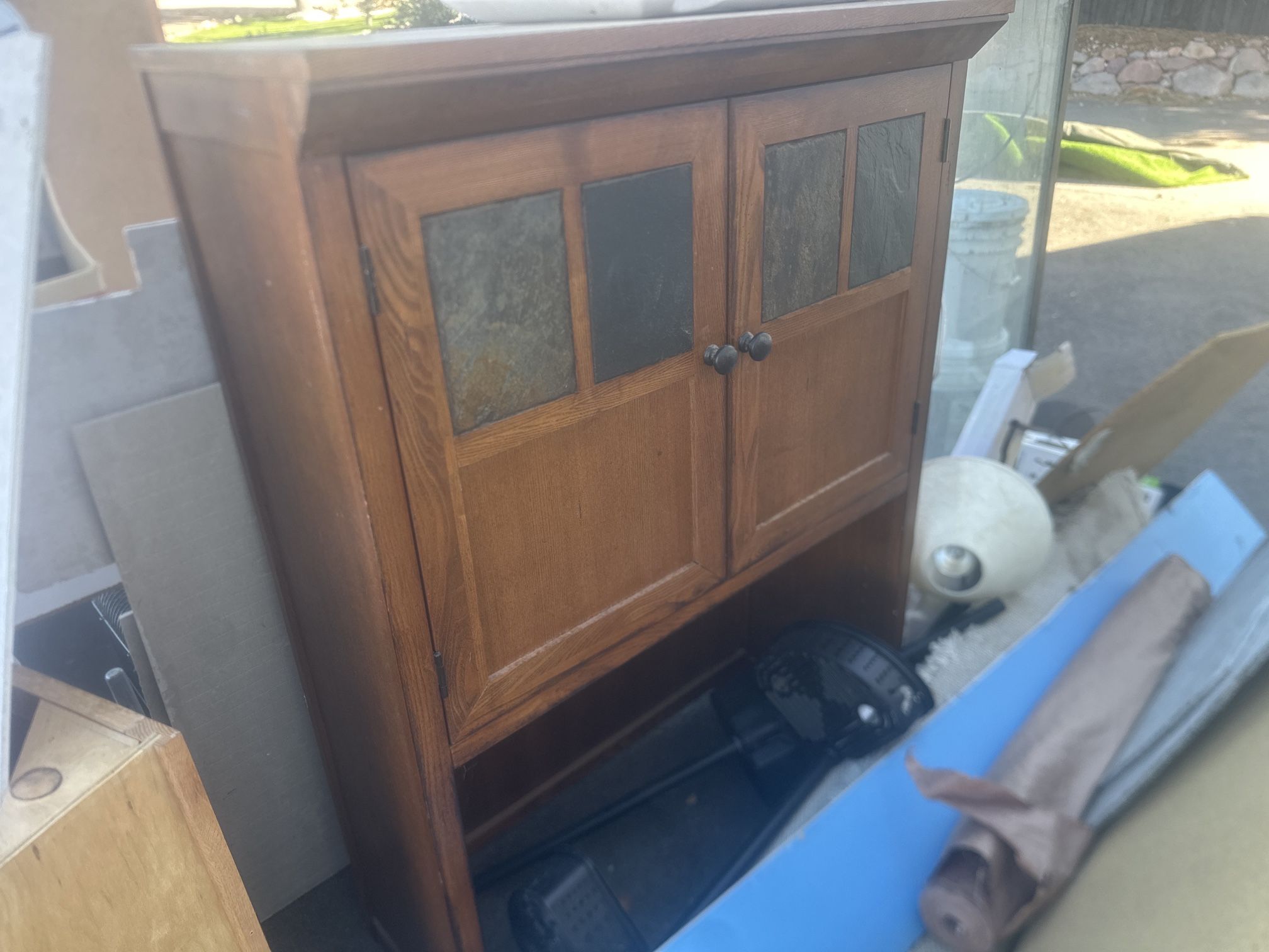 Two Piece 7 Ft Standing Wooden Backing With Slate Surfaces