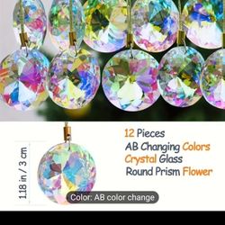 Iridescent Aurora Crystal Prism Ornaments - 12-Pack Rainbow Light Catchers