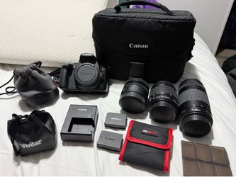 Canon EOS Rebel T7 DSLR Camera Bundle – 3 Lenses, Bag, Batteries & Accessories