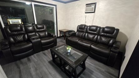 2 Reclining Couches with Glass Table