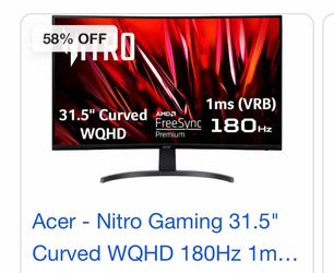 Acer - Nitro Gaming 31.5ồi Curved WQHD 180Hz 1m...