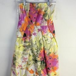  J. Crew  Strapless Floral Dress Women's Size 6 M Medium L Large 